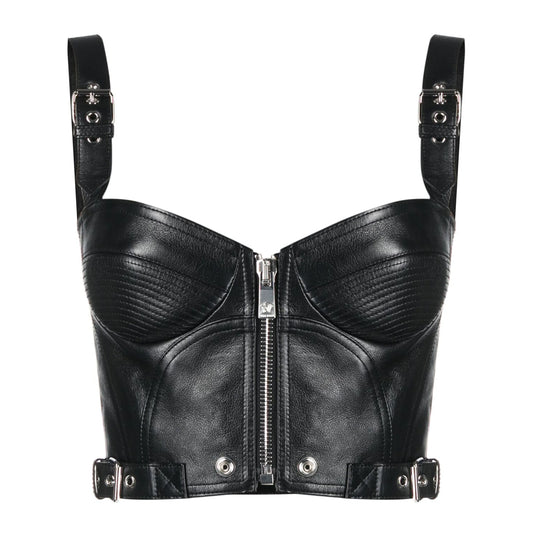 Aesthetic Style Genuine Leather Bustier Top