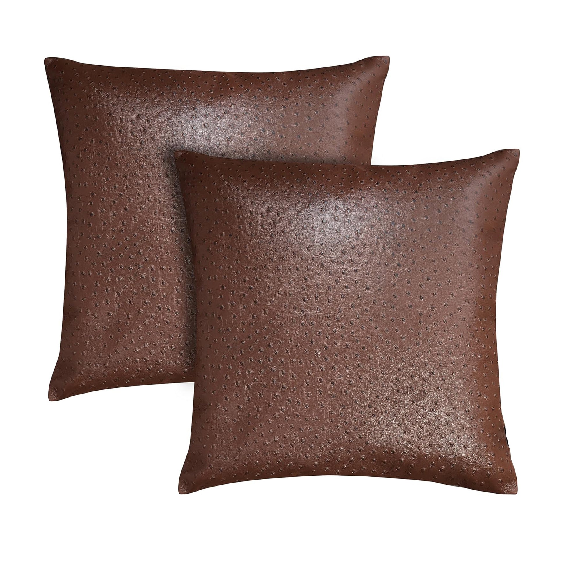Ostrich Embossed Genuine Leather Pillow Cover - ShopSplenor